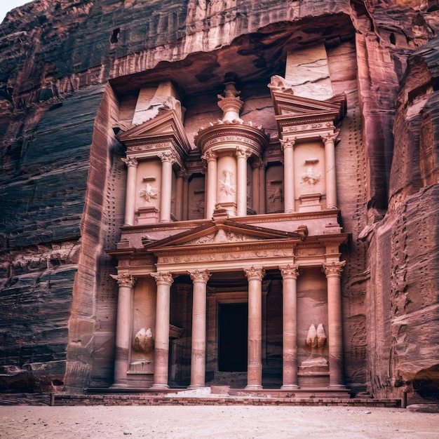 Photo addr nabataean rock temple of the 1st century preserved near the city of petra