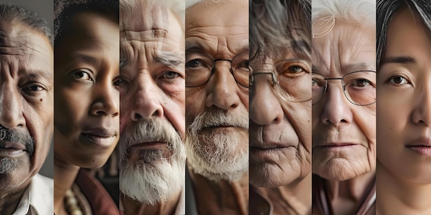 Photo addressing global aging issues demographic shifts in aging populations across different races concept elderly health care ageing trends race and aging global aging solutions demographic analysis