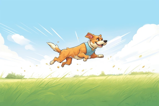 Photo adept dog sprinting across a grass field