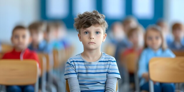 Photo adhd symptom child in classroom constantly bouncing in seat disrupting lesson concept adhd classroom management hyperactivity student behavior educational strategies