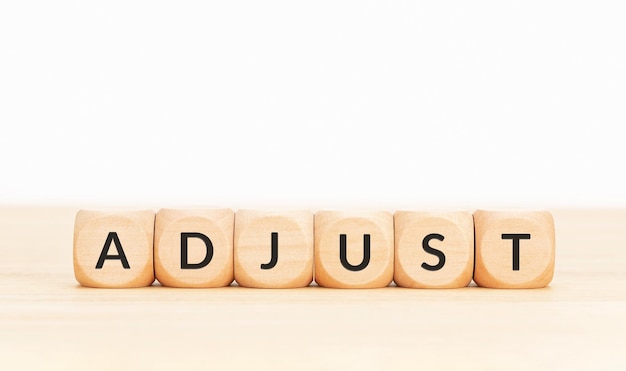 Adjust word on wooden blocks Copy space