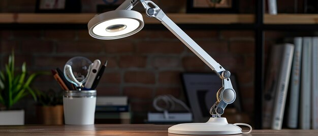 Photo adjustable led desk lamp with magnifier