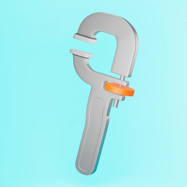 Adjustable metal wrench 3d illustration