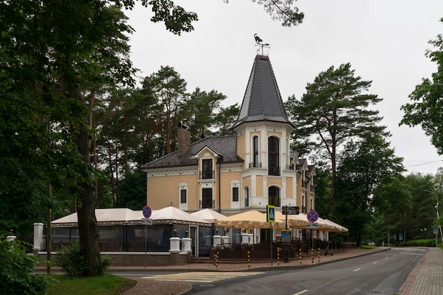 The administrative building on Lenin Street on a summer day Svetlogorsk Kaliningrad region Russia