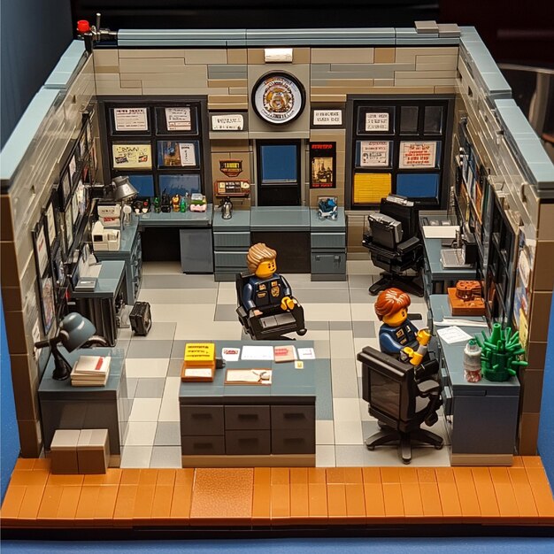 Photo the administrative offices of a police department with staff at their desks