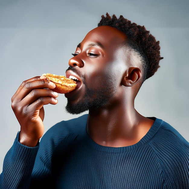 Adobe Black people eating photo realistic 3d rendering of a person