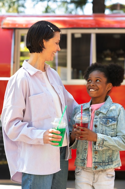 Adoptive mother spending time with her daughter