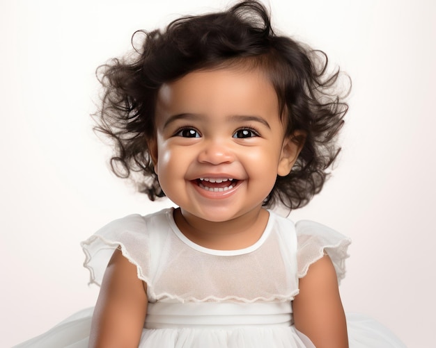 Adorable 18MonthOld Indian Baby Girl in SkyBlue Crop Top and Fluffy White Skirt