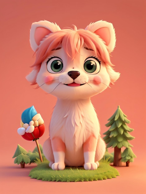 Adorable 3D Cartoon Animal Illustration Charming Vibrant and Playful