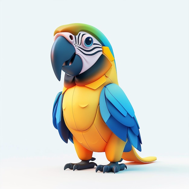 Photo adorable 3d cartoon baby macaw in isometric render