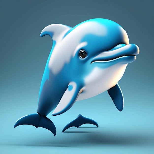 Adorable 3D Cartoon Dolphin Character Brimming with Playful Cheerful Joy Generative AI