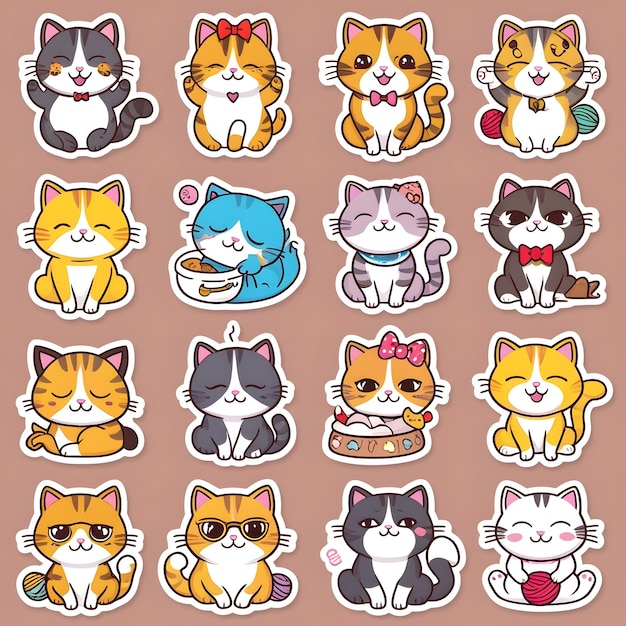 Adorable 3D Cat Stickers Cute and Playful Characters for Digital Fun