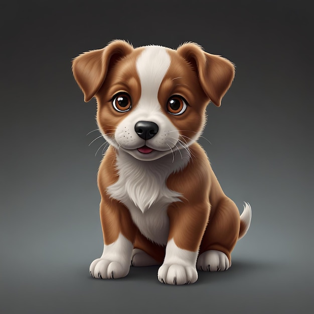 Adorable 3D Realistic Cartoon Puppy Illustration