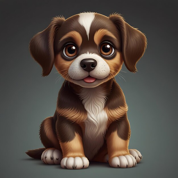 Adorable 3D Realistic Cartoon Puppy Illustration