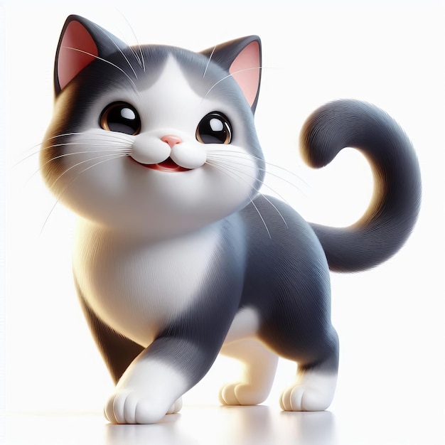 Adorable 3D Rendered Cat Illustration Cute Kitten Portrait