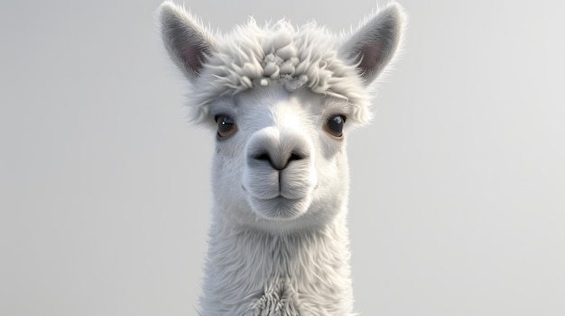 Photo adorable 3d rendering of a cute alpaca in a playful pose