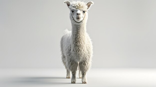 Photo adorable 3d rendering of a cute alpaca in a playful pose