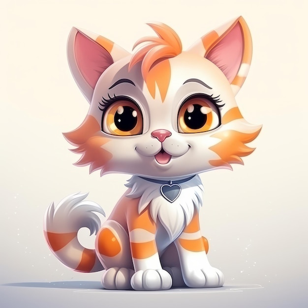 Adorable and amusing cat character on white background Generative AI