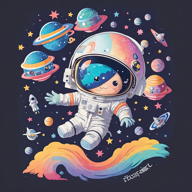 Adorable Astronauts Cute Pixel Art in the Galaxy Space