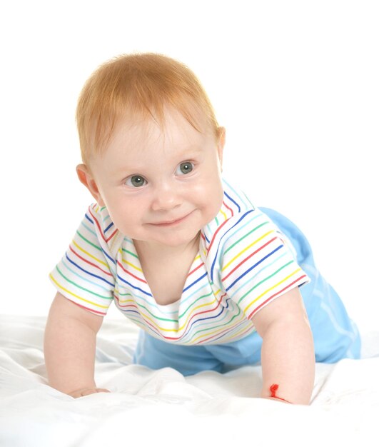 Adorable baby boy on a white background