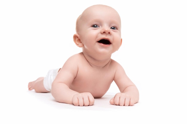 Adorable baby diapers on a white isolated background