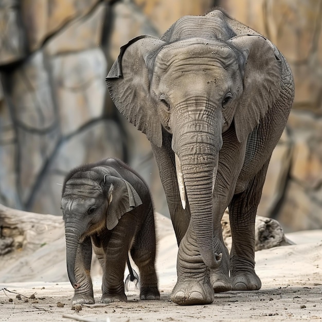 Adorable baby elephant duo strolls together showcasing their playful bond