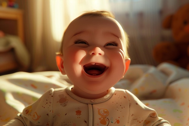 Adorable baby giggling uncontrollably