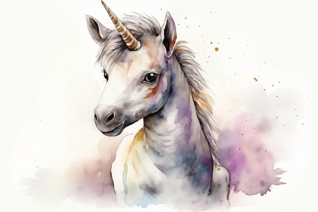 Adorable Baby Unicorn Nursery Art Generative Ai