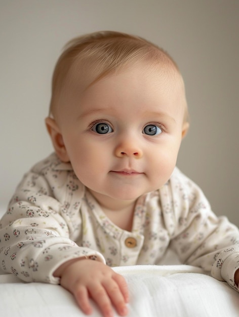 Adorable Baby with Blue Eyes in Cozy Outfit