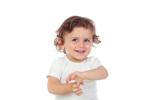 Adorable baby with curly hair