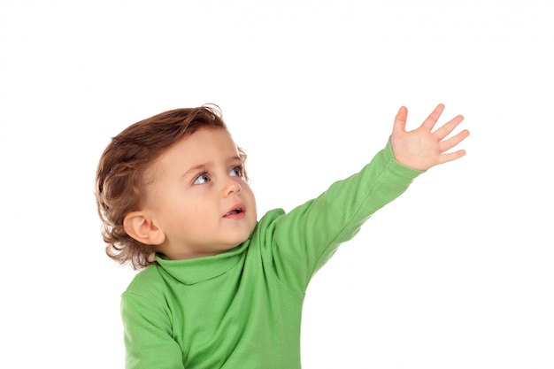 Adorable baby with green shirt 