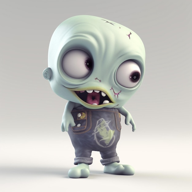 adorable baby zombie in a pocket 3d render