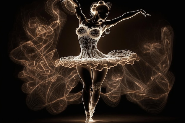 Adorable ballet dancer full body light painting