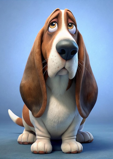 Photo adorable basset hound dog cartoon character for wallpaper and backgrounds best quality exquisite