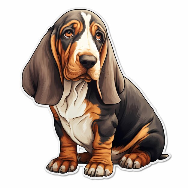 Photo an adorable basset hound illustration perfect for stickers merchandise apparel and gift items