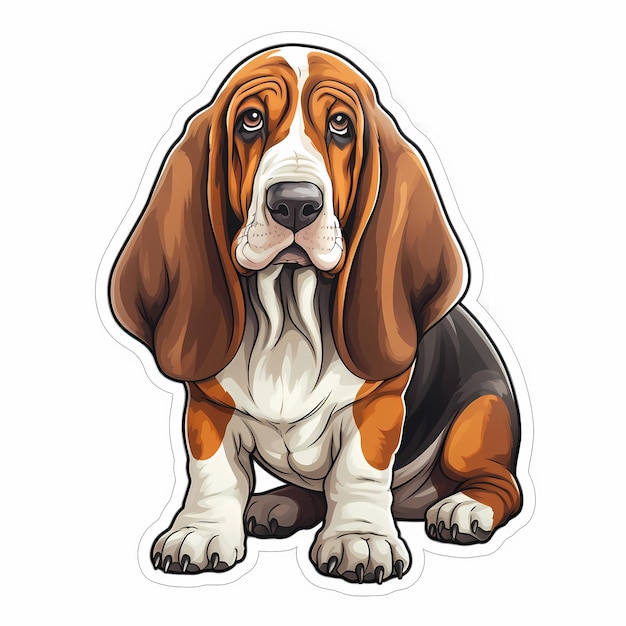 Photo an adorable basset hound illustration perfect for stickers merchandise apparel and gift items