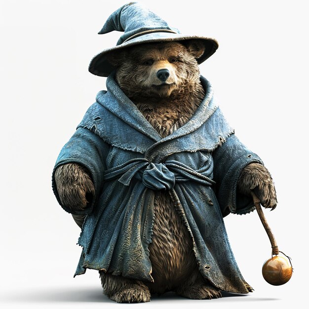 Adorable Bear wizard cartoon Chibi Bear magician Cute Bear mage