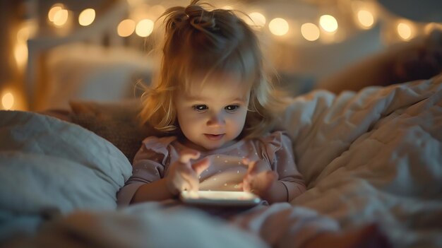 Photo adorable blonde baby with wavy hair