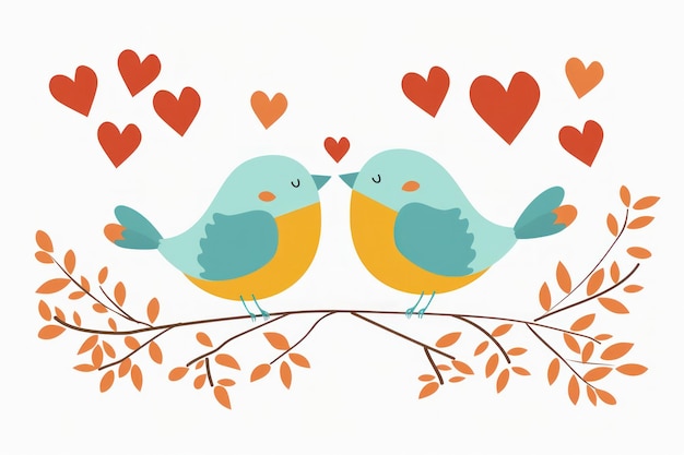 Photo adorable blue birds in love surrounded by heart shapes perfect for valentines day generative ai