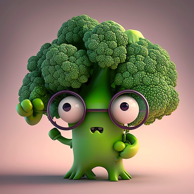 Adorable Broccoli Animated Character