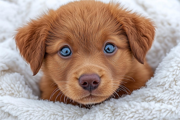 Photo adorable brown puppy panting on white backdrop photo