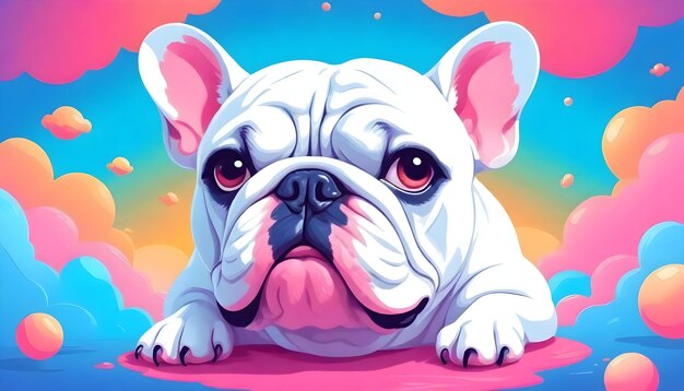 Photo adorable bulldog playful cartoon vector illustration