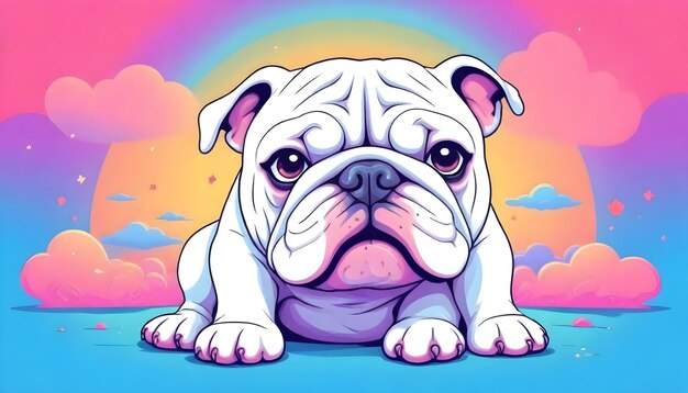 Photo adorable bulldog playful cartoon vector illustration