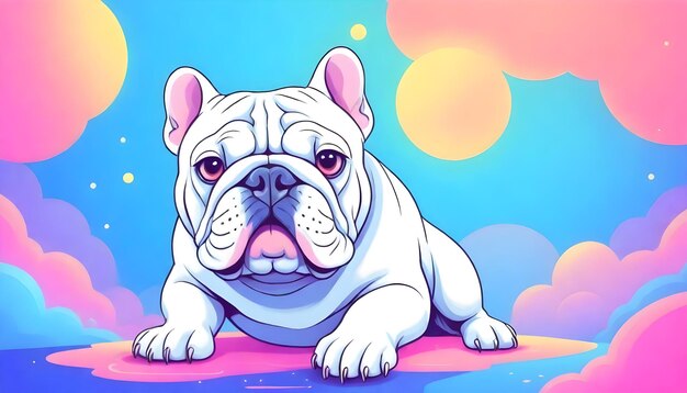 Photo adorable bulldog playful cartoon vector illustration