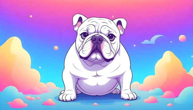 Photo adorable bulldog playful cartoon vector illustration