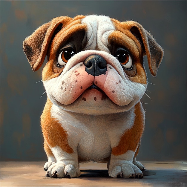 Adorable bulldog puppy with expressive eyes showcasing a playful and lovable personality in a charming setting