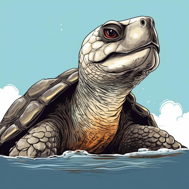 Adorable Cartoon Diamondback Terrapin Slithering With Head Up High