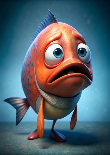 Photo adorable cartoon fish character for wallpaper and design use best quality exquisite beautiful