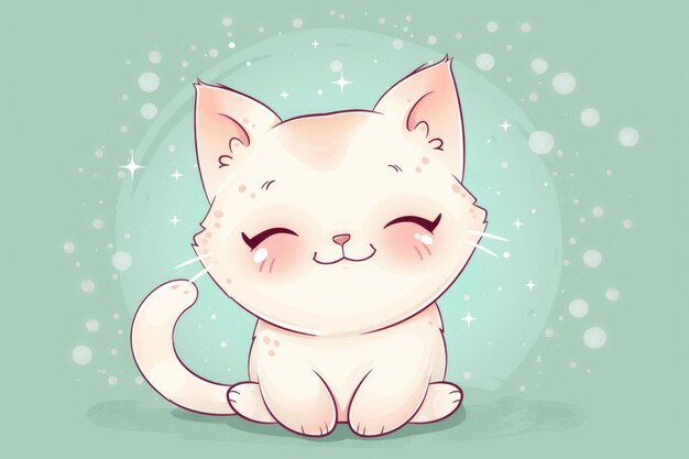 Photo adorable cartoon kitten smiling contentedly