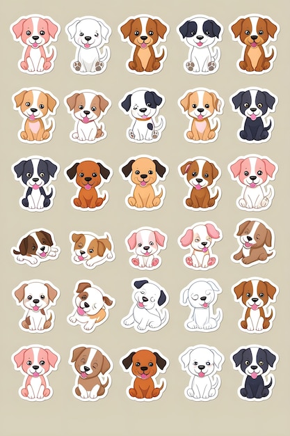 Adorable Cartoon Puppy Sticker Collection Playful and Cute Designs